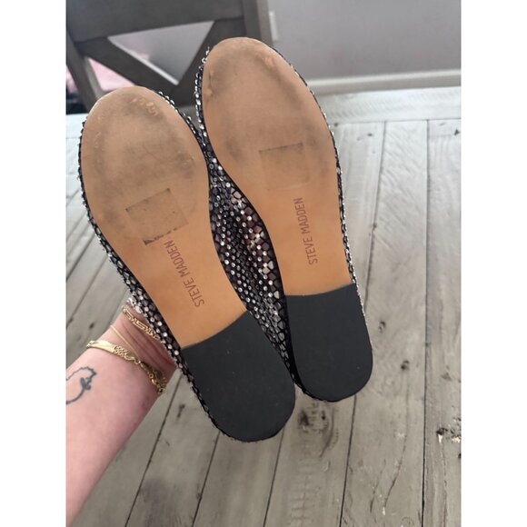 Steve Madden Auden Rhinestone Embellished Mesh Ballet Flats Black Size 8 - Picture 5 of 5